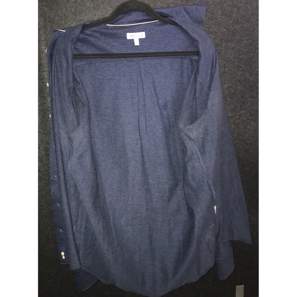 Peter Millar Shirt Size‎ Medium Blue Birdseye Stretch Knit Long Sleeve Button Up - Picture 5 of 9